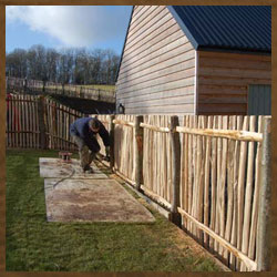 Member of fencing staff and wooden fencing